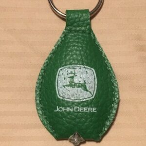 John Deere green Welland Works keychain with non-working flashlight